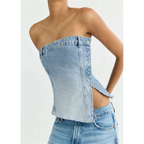 Zara Tops Zara Corset Style Denim Top Trf Poshmark