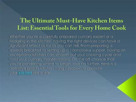 Ppt The Ultimate Must Have Kitchen Items List Essential Tools For