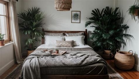 Premium Photo | Boho style bedroom interior design with plants