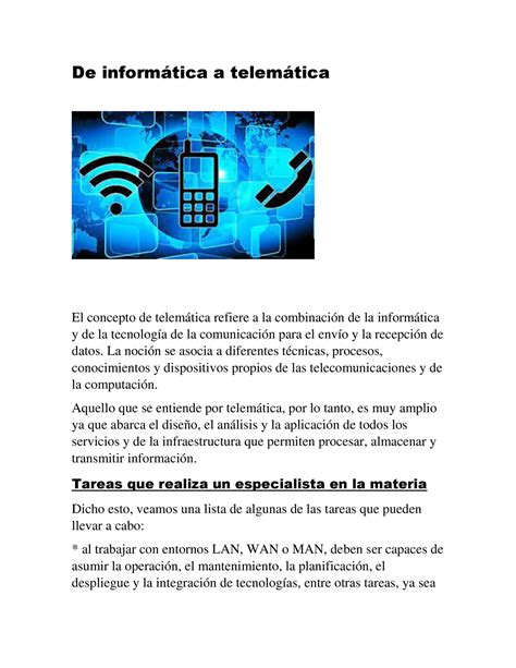 Proyecto De Informatica De Informtica A Telemtica El Concepto De