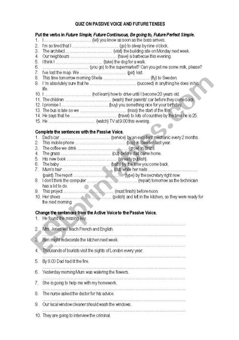 Passive Voice Future Tenses Esl Worksheet By Annitos Hot Sex Picture