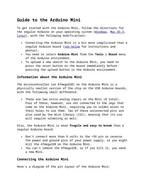 Docx Guide To The Arduino Mini Dokumen Tips
