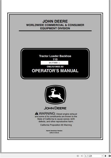 John Deere Loader Backhoe Sn Operator Manual Omlvu A