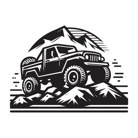 Rustic Hand Drawn Logo Illustration Of Off Road Car 35776412 Vector Art