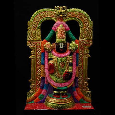 Painted Hindu Tirupati Balaji Black Marble Statue For Worship At Rs