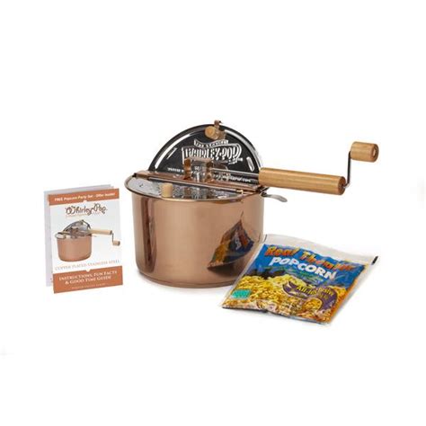 The Original Whirley Pop Copper Plated Stainless Steel Whirley Pop Popcorn Popper With 1 Real