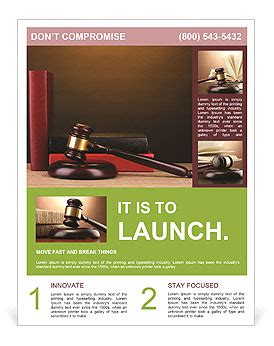 Wooden Table With Judge S Gavel And Books On Brown Backdrop Flyer