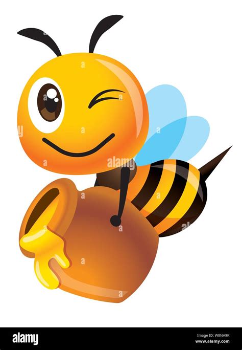 Cute Cartoon Bee With Honey