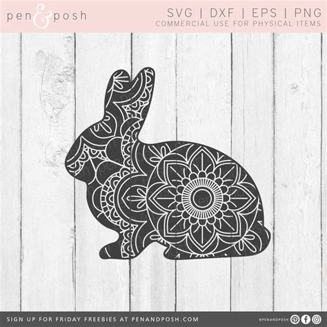 Rabbit Svg Bunny Svg Easter Bunny Svg Mandala Rabbit Svg Zentangle