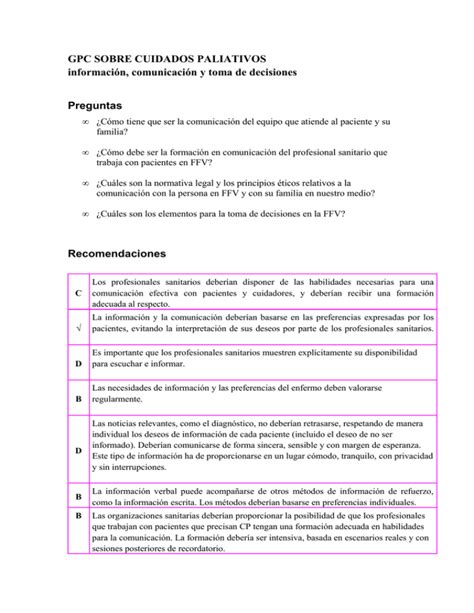 GPC SOBRE CUIDADOS PALIATIVOS información comunicación y