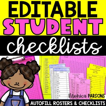 Editable Grade Sheets And Checklists For Teachers By Monica Parsons