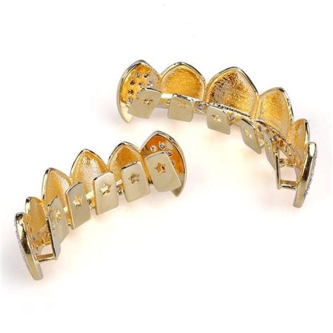 Shining Hip Hop Grillz 18k Iced Out Aaa Zircon Fang Mouth Teeth Grillz