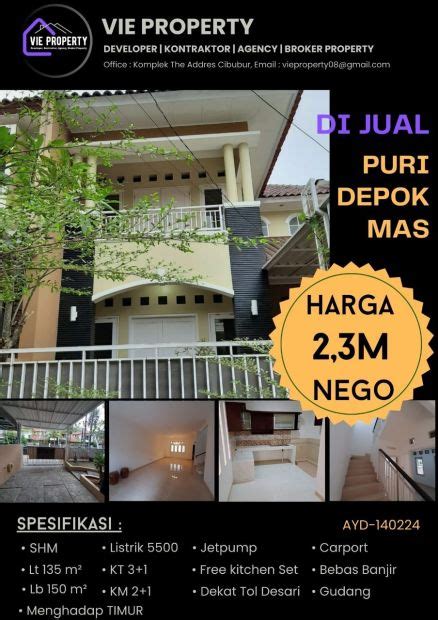 Jual Rumah Cantik Siap Huni Puri Depok Mas