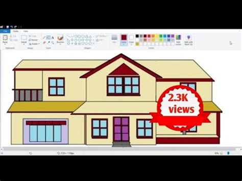 draw beautiful house  ms paint bungalow drawing  computer