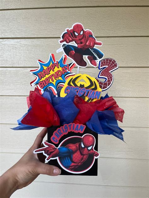 Spiderman Centerpieces Centro De Mesa Hombre Araña Etsy