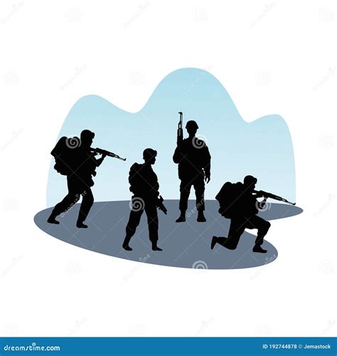 Military Silhouettes Set Vector Illustration Cartoondealer