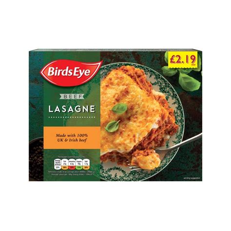 Fife Creamery FROZEN BIRDS EYE BEEF LASAGNE 6X400G 2 19 PMP