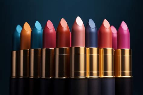 Premium Photo A Row Of Lipsticks With Different Colors And One Of