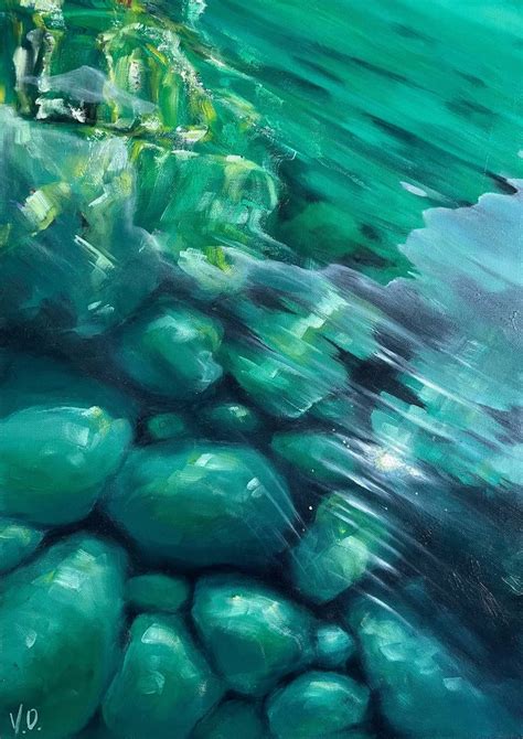 Underwater rocks Painting by Valeria Ocean | Saatchi Art