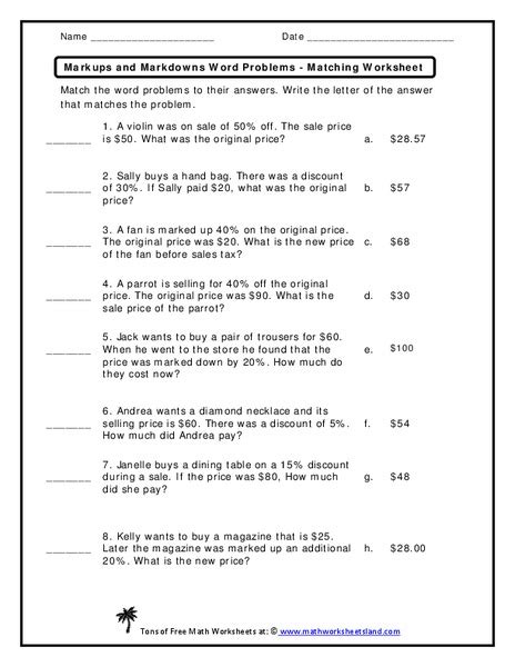 Percent Markup And Discount Lesson Plans Worksheets Worksheets Library