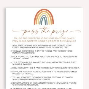 Printable Pass The Prize Poem Game Minimalist Pass The Prize Rhyme