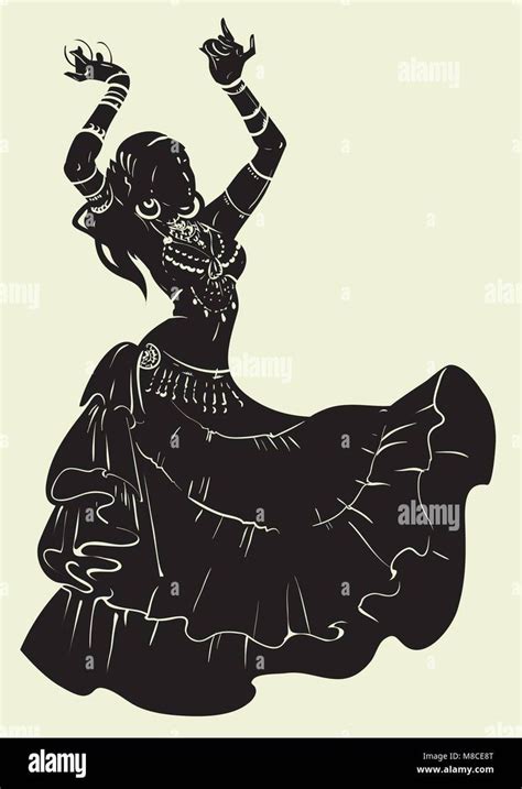 Tribal Fusion Bellydancer Dance Silhouette Stock Vector Image Art