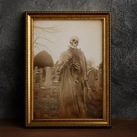 Skeleton in Graveyard, Vintage Photography, Art Poster Print, Dark ...