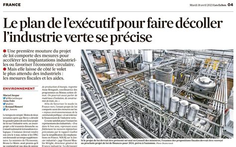 Les Echos Avant Projet De Loi Industrie Verte France Industrie