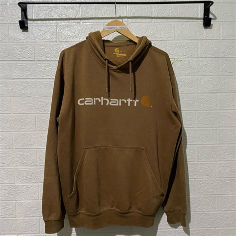 Jual Hoodie Second Thrift Carhartt Coklat Big Logo Dada Real Pict