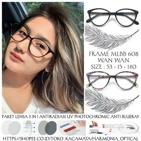 Jual Frame Kacamata Cat Eye Wanita Lensa Minus Antiradiasi Uv