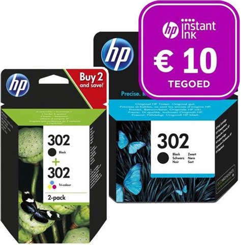 HP 302 Inktcartridge Kleur 2x Zwart 3 Pack Instant Ink Tegoed