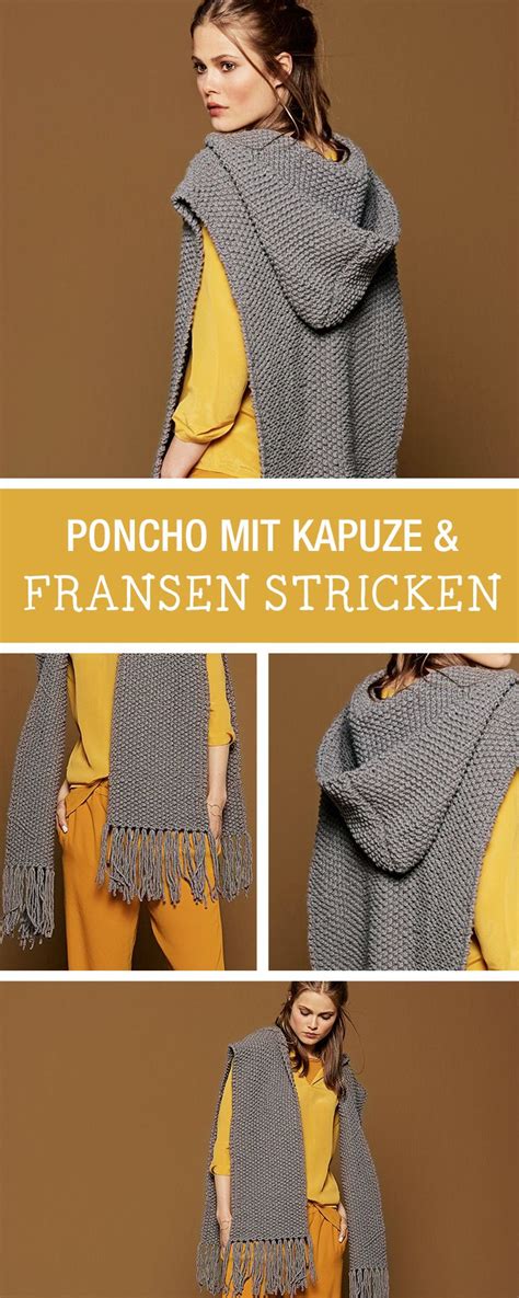 Kits zum Stricken Etsy DE Poncho mit kapuze Häkeljacke Poncho