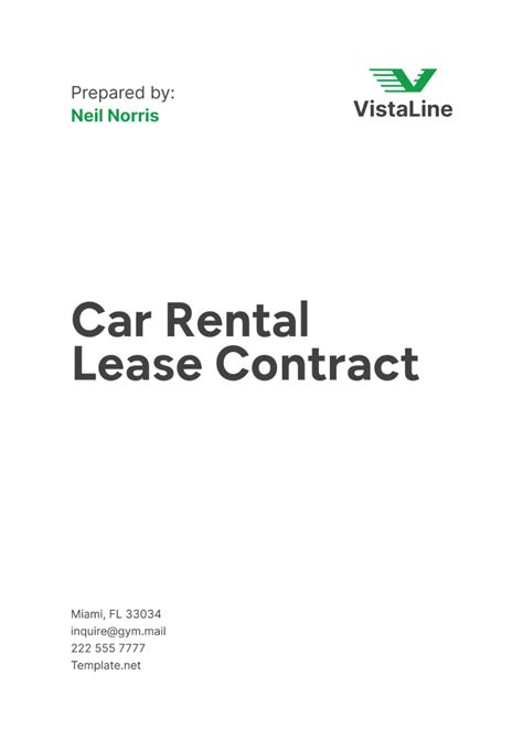 Free Car Rental Lease Contract Template to Edit Online