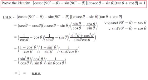 OMTEX CLASSES: Prove the identity [cosec (90 - θ ) – sin(90 - θ ) [cosec θ – sinθ ][tanθ + cotθ ...