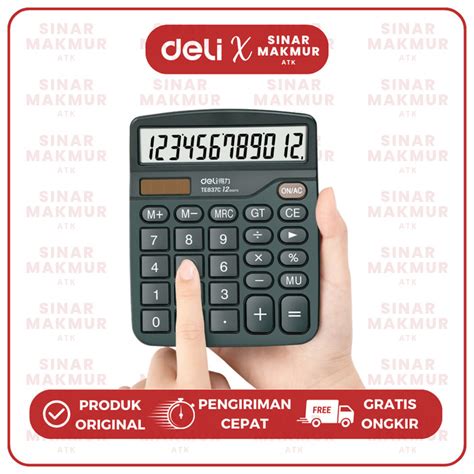 Desktop Calculator Kalkulator Meja Dual Power Deli Te C Pcs