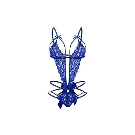 Donnalla Lingerie Da Donna In Pizzo Con Scollo A V Profondo Blu Reale