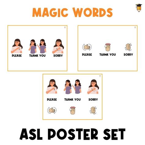 Asl Posters Hand Signs Sign Language Flashcards Etsy