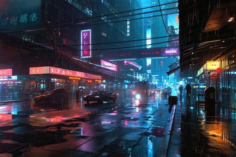 Premium Photo A Surreal Cyberpunk Cityscape At Twilight Where Neon