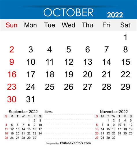 Free Free Printable October 2022 Calendar