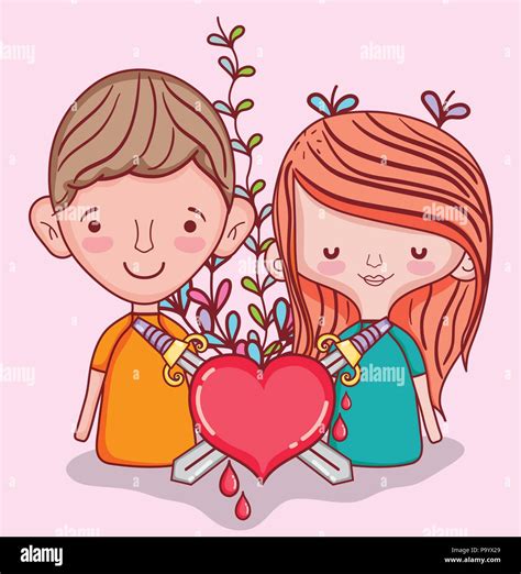 Niños y amor dibujos animados Imagen Vector de stock Alamy