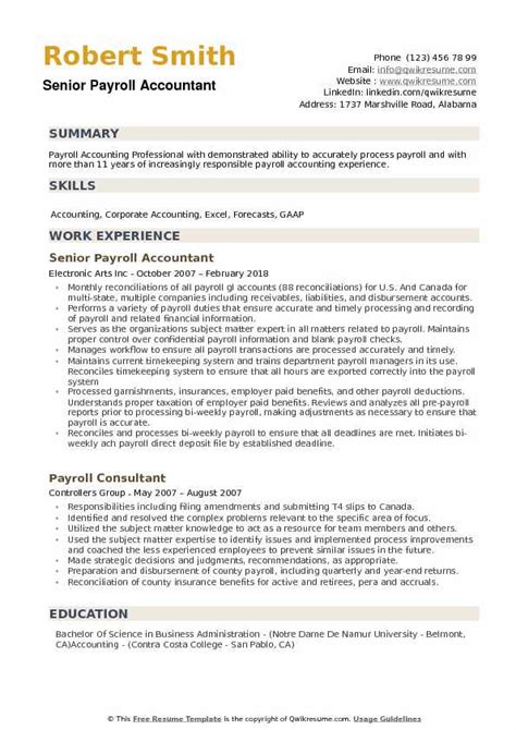 10 Payroll Accountant Resume Samples And Templates For 2025