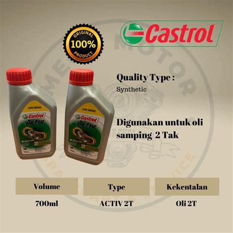 Jual CASTROL 2T OLI SAMPING CASTROL 2TAK 100 ORIGINAL 700ml OLI