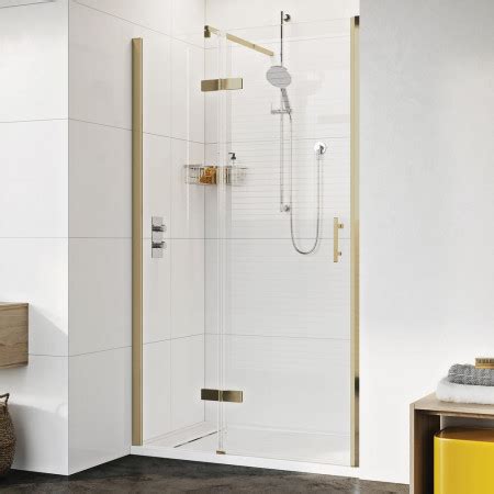 Roman Innov8 1200 X 900mm Hinged Door And Inline Panel Brushed Brass