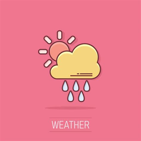 Vector Cartoon Weather Forecast Icon In Comic Style Sun With Clouds Concept Illustration