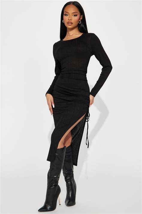 Alyssa Ribbed Maxi Dress Black Fashion Nova Dresses Fashion Nova