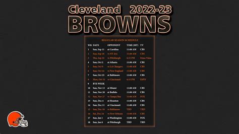 2022-2023 Cleveland Browns Wallpaper Schedule