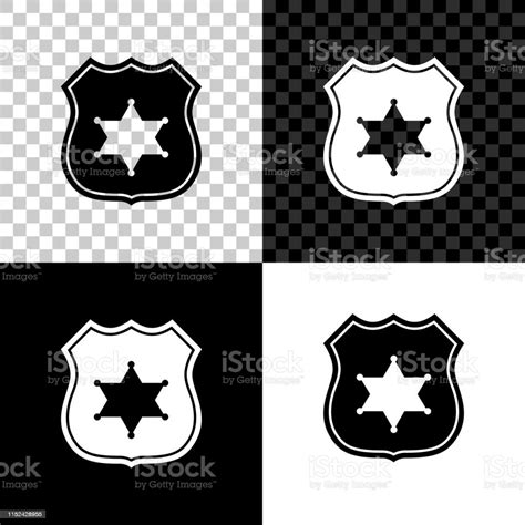 Police Badge Icon Isolated On Black White And Transparent Background