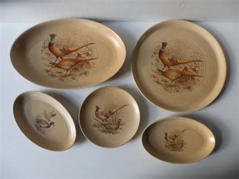 5 PLATS CHAMPETRE Gibier Chasse Gres Porcelaine Revol France Faisans