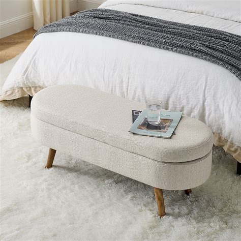 Irerts Storage Bench Modern Fabric Storage Ottoman End Of Bed Bench