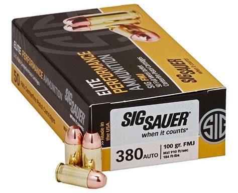 380 ACP Ammo For Sale 100gr Elite Ball FMJ Elite Performance 50rd Box